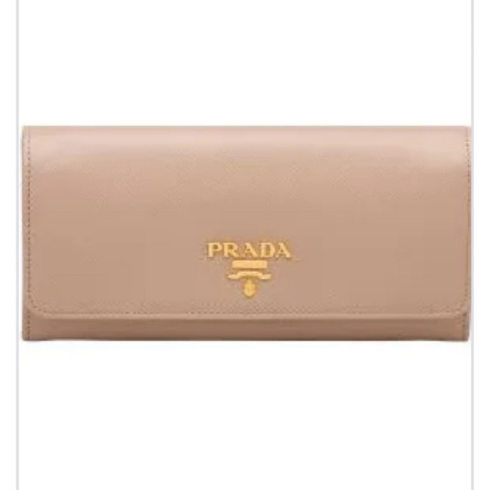 Prada Large Saffiano Leather Wallet in Cammeo